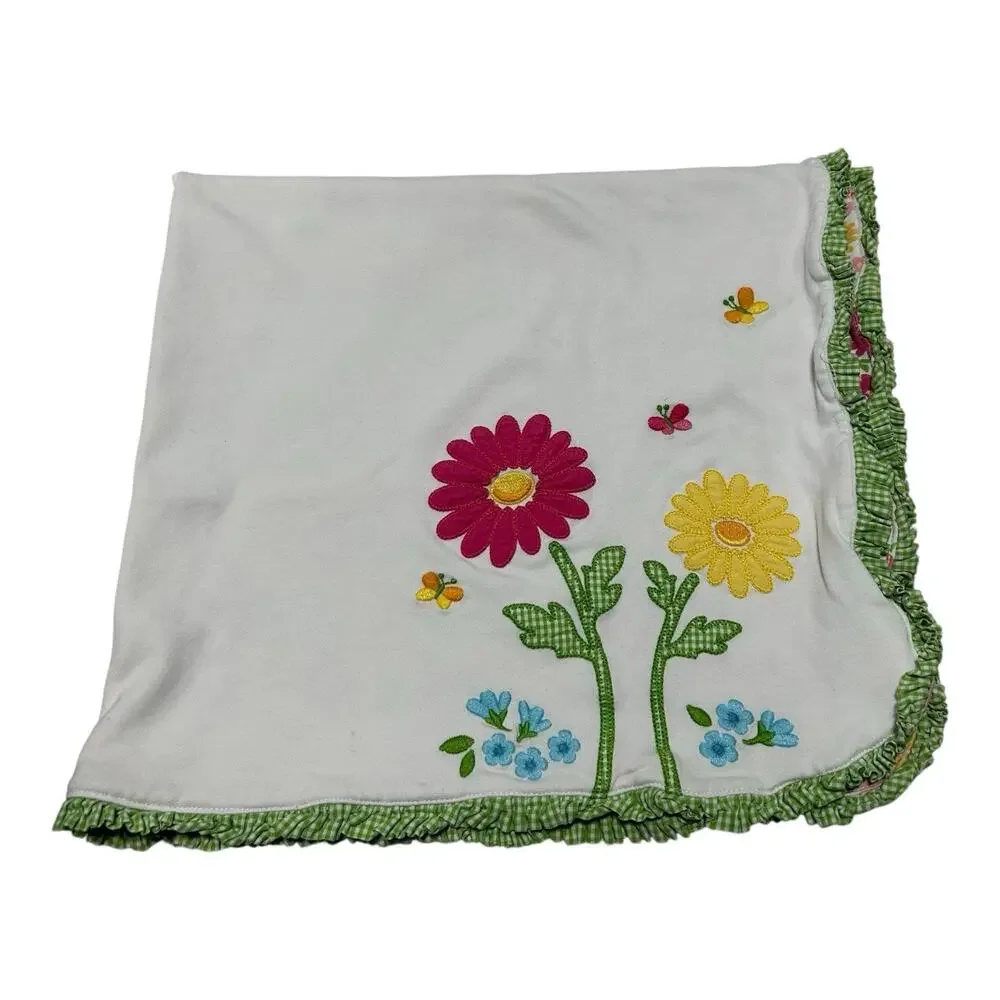 Gymboree Green Pink Floral Cotton Baby Blanket 2012